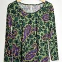 LuLaRoe  Lynnae Long Sleeve Blouse Paisley Print Green/Purple Size Medium Photo 0