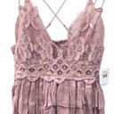 Free People NWT  Womens large mauve pink Adella lace cross strap cami tank top Photo 5