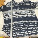 kim rogers  Womens Navy Tie Dye Roll Tab Sleeves V-Neck Blouse Top Size 1X Plus Photo 7