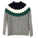 Talbots  Petite Mock Neck Pullover Argyle Fair Isle Chevron Gray Sweater Size P Photo 1