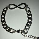 infinity Silver Tone Chain  CZ Pave 7” Bracelet Photo 2