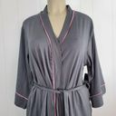 Bebe  Sleepwear Womens L Dark Grey Belted Robe w/ Pink Trim Photo 5