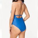 ANDIE  Swim Lagos Halter Neck One Piece Swimsuit in Blue Size Medium NWT Photo 2