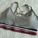 Nike  Women’s Gray Padded Sports Bra Medium Red White Blue Photo 8