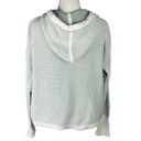 Rachel Zoe  Waffle Knit Pullover Hoodie White Mint Green Ribbed Trim  Size M Photo 3