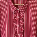 Tommy Hilfiger Women’ Plus Size Ruffle Blouse Red & White Pin Stripes. Photo 3