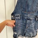 Old Navy Denim Distressed Shortalls Jean Cuffed Short Bib Overalls Size Small Photo 5