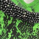 INC  crew snakeskin print beaded collar embellished pullover sweater green M Photo 3