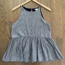 BP Peplum Halter Top Peplum Blouse Chambray Cotton Fabric in Blue Size Small Photo 4