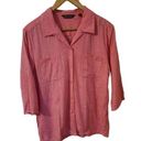 Tommy Bahama  Women's 3/4 Sleeve Pink Leaf Print Collared Button Up Shirt Size S Photo 0