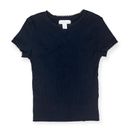 Topshop Black Ribbed Lace Trim Baby Tee Top Photo 0