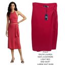 Polo  RALPH LAUREN 100% CASHMERE WRAP MIDI CORAL RED SKIRT LARGE NWT $498 Photo 1