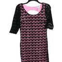 Candie's Candie’s Pink w Black Lace Overlay Dress w Back Cutout Juniors Large Photo 0