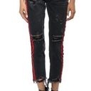 Brooklyn Karma  Distressed Red Racing Stripe Jeans Photo 0