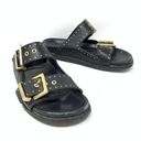 ALLSAINTS  Women's Size 38 US 7 Mae Black Leather Two Strap Slide Sandals *FLAWS Photo 1