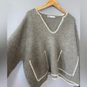 ZARA  Contrast Topstitching Crop Knit Sweater in Gray Size XL Photo 3