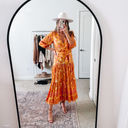 Petal and Pup  Orange Floral Tiered Midi Dress  Photo 4