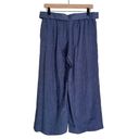 J.Jill  Linen Women’s Jenna Stretch Belted Wide Leg Crop Pants Blue Size Small Photo 2