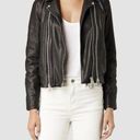 All Saints Dare Biker Leather Jacket in Black, Sheep Leather Bomber Photo 0