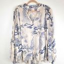 Free People Ivory & Blue Balloon Sleeve Top Photo 1