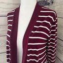 Zenana Outfitters Burgundy & White Striped Long Cardigan Photo 2