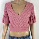 Tularosa Revolve  Pink V-Neck Crop top dusty rose flutter sleeve Sweater medium Photo 0