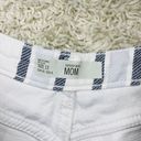 Topshop Moto Mom Blue & White Stripe High Rise Shorts Photo 4