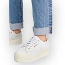 Superga new  ★ 2790 Platform Napa Leather Sneakers ★ Optical White Silver ★ 8.5M Photo 0