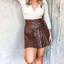 ZARA  brown faux leather pleaded snap front skater style skirt! Photo 1