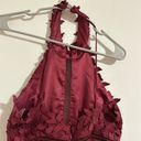 Bardot  Gemma Leaf embroidered burgundy dress halter top x Revolve Photo 4