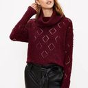 Loft Bobble Turtleneck Sweater Bold Bordeaux Size Medium Open Knit Cozy Photo 0