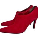 BP Vintage 80s 90s Pointed Toe Stiletto Heel Red Suede Ankle Boots Size 7M Photo 0