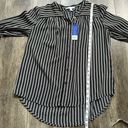 Popsugar  NWT Striped Long Sleeve Button Down Shirt Classic Black and White Top Photo 7