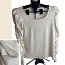 Cynthia Steffe Cece creme colored and gold specs ruffled statement sleeve blouse size small NWT Photo 1