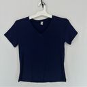 Basic Short Sleeve V Neck T Shirt Women’s XS Blue Photo 0