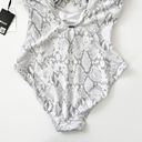 DKNY [] Snake Print White Gray Peek-A-Boo Twist Front One Piece Swimsuit NWT Photo 5