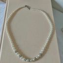 American Vintage Vintage “Baxleigh” White Silver Pearl Necklace 18.5” Marquis Fishhook Rhinestone Photo 5