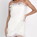 Lulus  Flirtatious Occasion White Tulle Ruffled Strapless Mini Dress Small New Photo 0