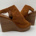 Charlotte Russe Hadlee Faux Suede Brown Wedge Peep Toe Shoe Size 9 Photo 1