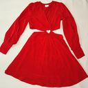 Dee Elly  Womens V-Neck Long Sleeve Heart Cut Out Red Mini Dress Size Small Photo 1