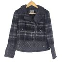 Ruff Hewn  Wool Blend Quilted Moto Jacket Check Plaid Black Size S Photo 2