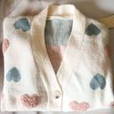 Sweater cardigan heart sweater cute button down fuzzy v Photo 7