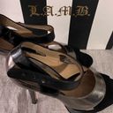 L.A.M.B. Gwen Stefani Platform Heels Blk/Gun Metal Strappy Shoes Sz 7 No Box Photo 3