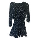 Entro  navy blue floral v neck lined ruffle tiered mini dress size Medium Photo 1