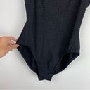 Vtg Y2K Mainstream Black Textured One Piece Swimsuit Sz 12 Sweetheart Neckline Photo 4