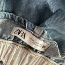 ZARA  High Rise Denim‎ Shorts Paper Bag Button Fly Blue Cut Off Women's Size 0 Photo 8