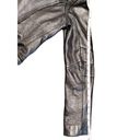 Parker  Moto Metallic Leather Jacket Zipper Collared Pewter Large Fits Small EUC Photo 9