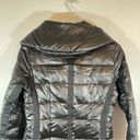 BCBG MAXAZRIA Long Puffer Coat Black Shiny Metallic Full Zip Size Small Photo 9