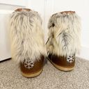 The Moon Modes Vintage Tall Fur Lace Up Boots Apres Ski Vtg Brown Leather Size EU 37 Photo 3