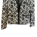 Kasper  Blazer Womens 12 Black White Print Soft Shell Hidden Pockets Jacket Photo 4